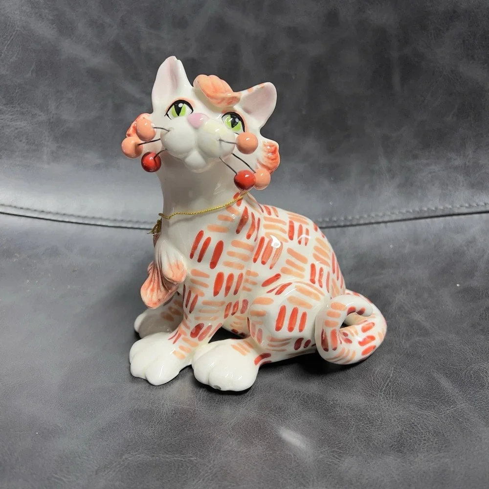 2004‎ Whimsiclay Cat By Amy Lacombe #86166 MAMBO Coral Orange Stripes